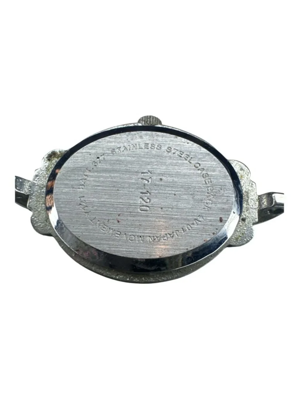 Vintage Quartz Watch Face With Ornate Silver-Tone Frame Stainless Steel Back Jap